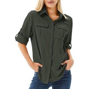 Women's UPF 50 Long Sleeve UV Sun Protection Safari Shirts Outdoor Quick Dry